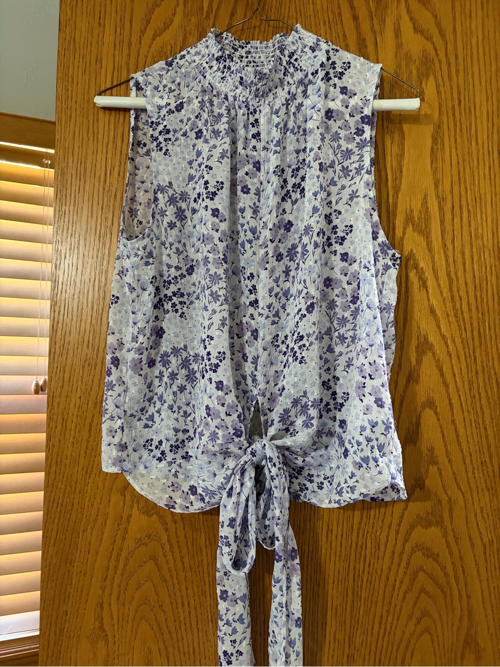 Rachel Zoe Lavender Floral Tie-Front Sleeveless Top